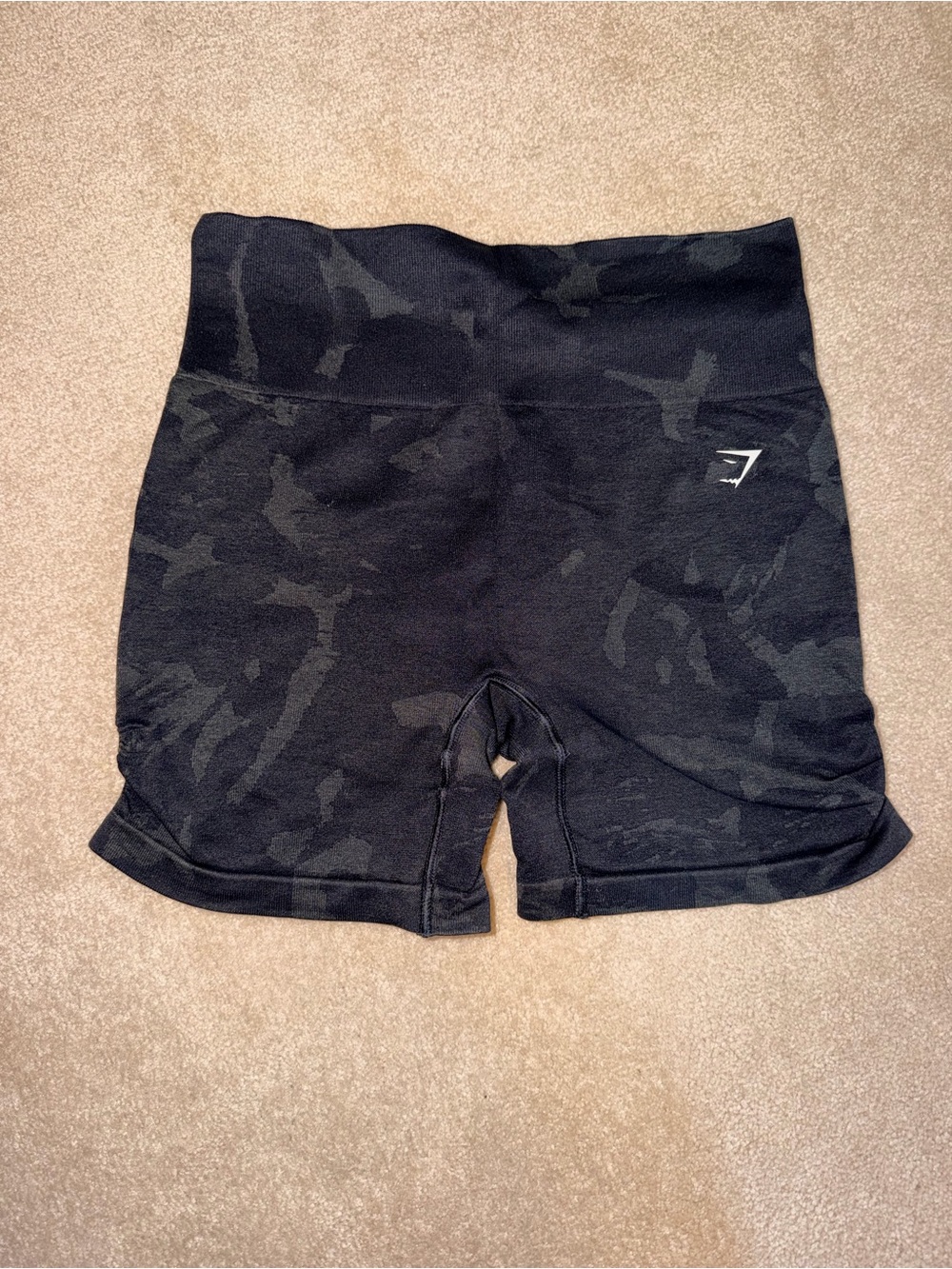 High-Rise Black Gymshark Camo Women’s Workout Shorts